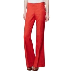 Anthropologie Elevenses Edisto Linen Wide Leg Pants in Red Size 6 Petite